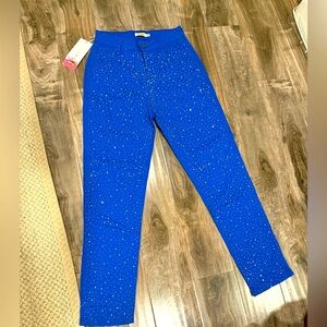 ✨ OOPS!!! Royal Blue Rhinestone Pants – Size M (NWT)